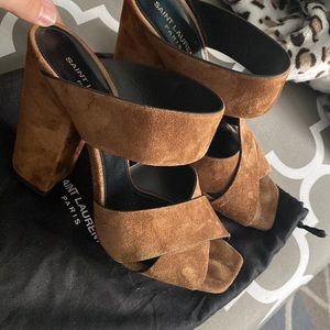 Beautiful brown suede Saint Laurent heeled sandals